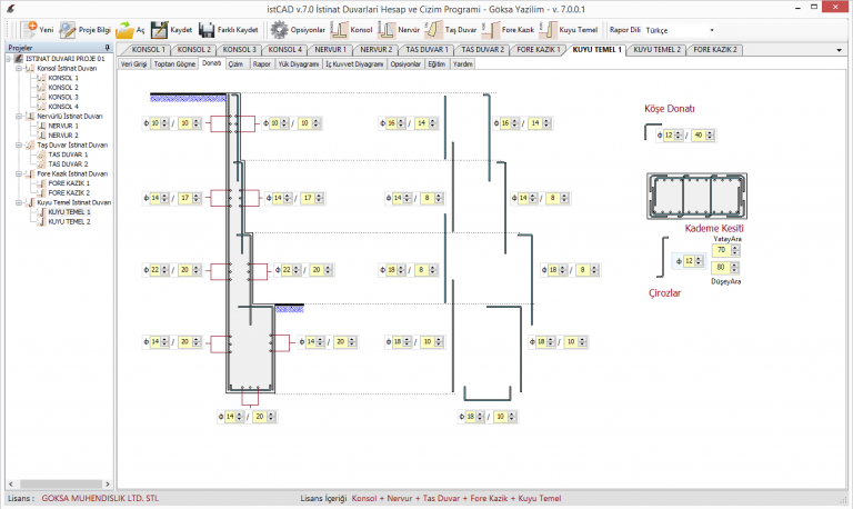 istCAD Kuyu Temel Donatı Düzenleme