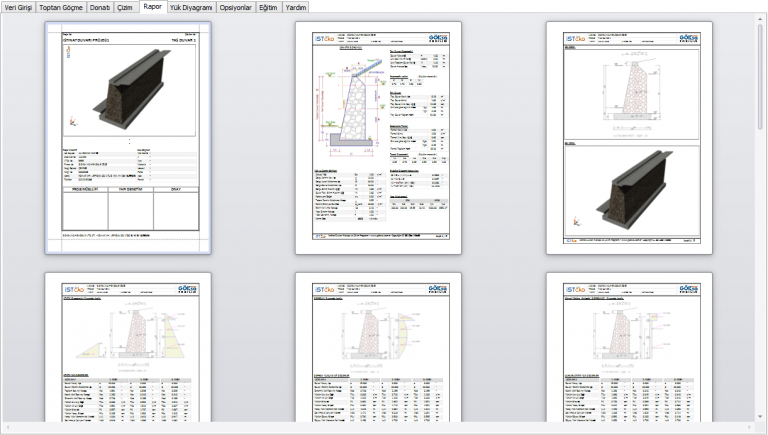 istCAD Taş Duvar Hesap Raporu