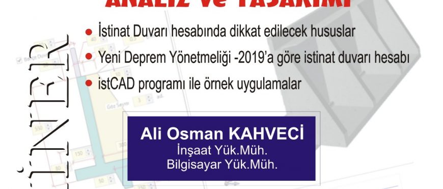 IMO Denizli Şubesinde istCAD® istinat duvarları yazılımı ile Yeni deprem yönetmeliğine uygun istinat duvarı tasarımı Seminerine Davetlisiniz ( 5 Temmuz 2018 – Perşembe – saat : 17:30 )