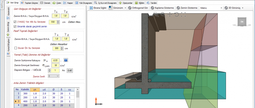 istCAD v.7.0 Konsol İstinat Duvarı