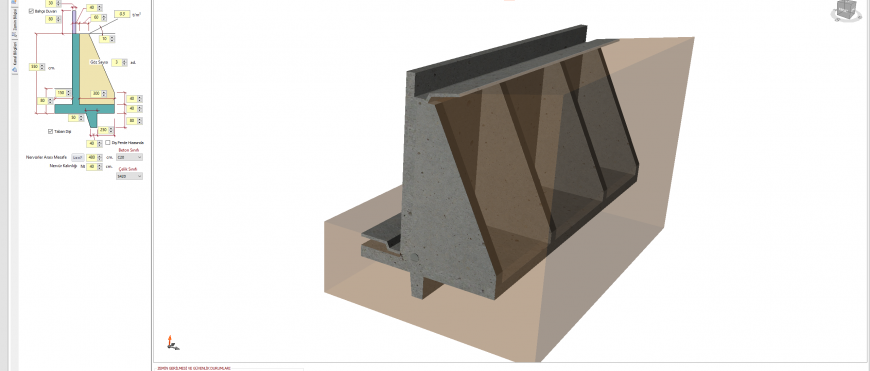 istCAD v.7.0 Nervür İstinat Duvarı