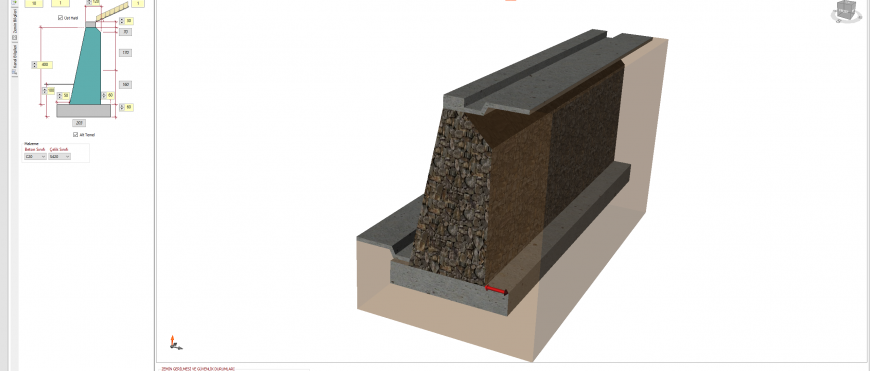 istCAD v.7.0 Taş Duvar İstinat Duvarı