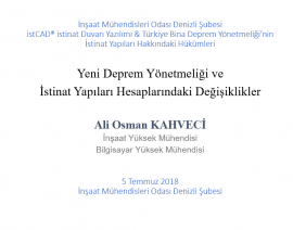 İMO Denizli Şubesi – Yeni Deprem Yönetmeliği ve İstinat Yapıları Sunumu